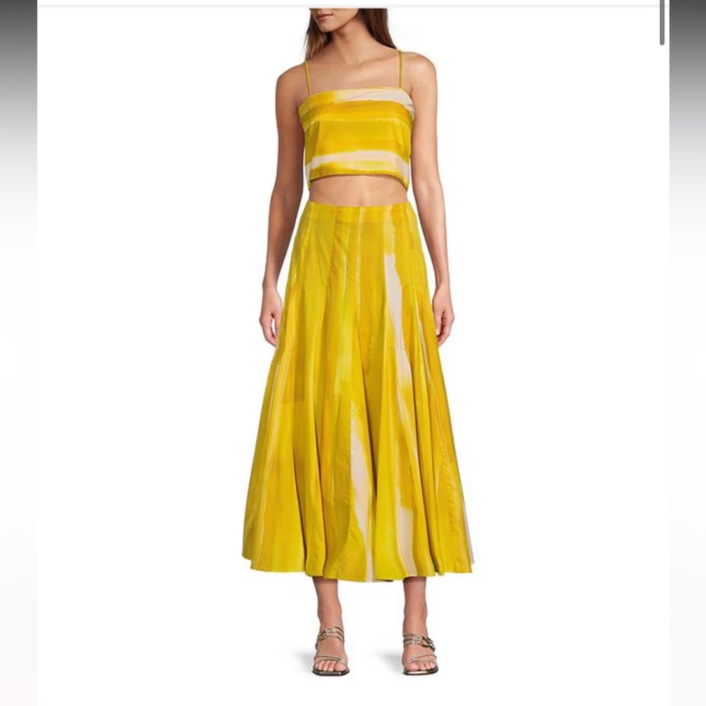 Antonio Melani x M.G. Style: Blake Lemon Watercolor Crop Top & Skirt Set / SZ 0